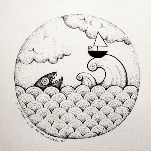 Båt, illustration av Alvina